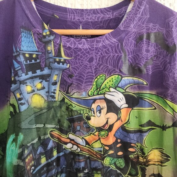 Disney Parks Halloween Minnie Witch Vampire Mickey Mouse Shirt Size Large - Picture 6 of 11